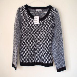 Marie Claire black and white fuzzy sweater NWT